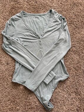 Abercrombie Long Sleeve Henley Bodysuit - blue/Green